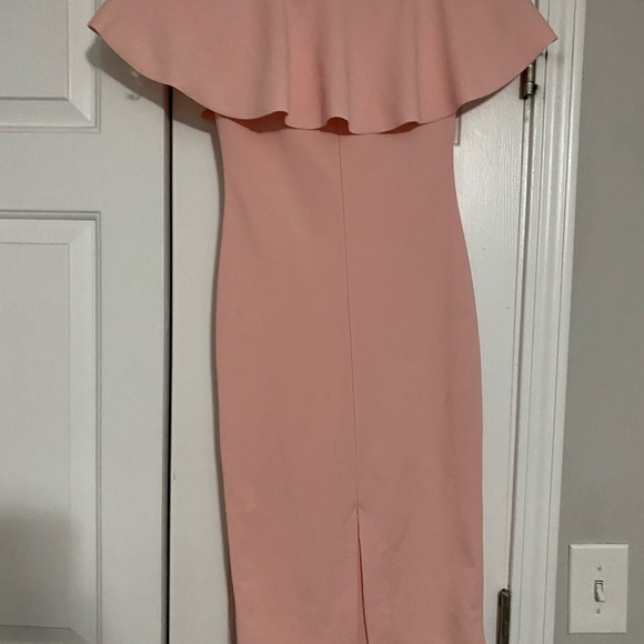 PrettyLittleThing. Size 8 pink midi off the shoulder dress. - Picture 3 of 4